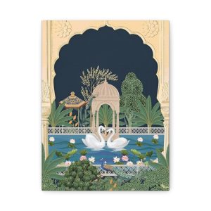Swans in Mughal Garden Matte Canvas Print — Stretched Wall Art