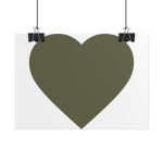Minimal Olive Heart Poster — Rolled Wall Art Print