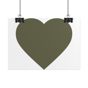 Minimal Olive Heart Poster — Rolled Wall Art Print